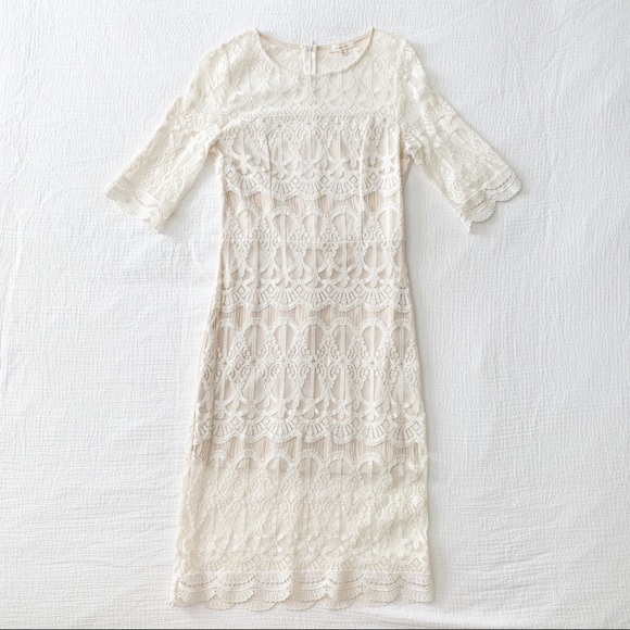 Just Me Dresses & Skirts - Fitted white lace dress